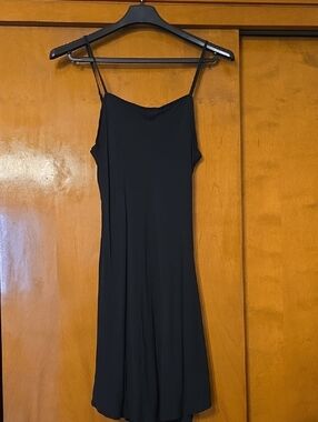 Abercrombie & Fitch Black Midi Slip Dress with Spaghetti Straps